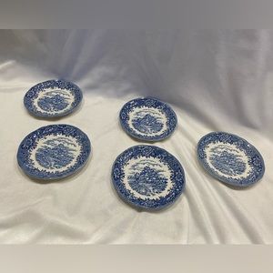 Five olde Staffordshire 5 1/2 inch saucers